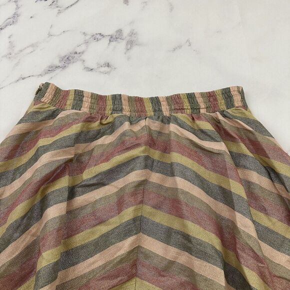 Torrid A-Line Midi Skirt Plus Size 0x Pink Stripe Gold Metallic Shimmer Retro - Picture 8 of 10